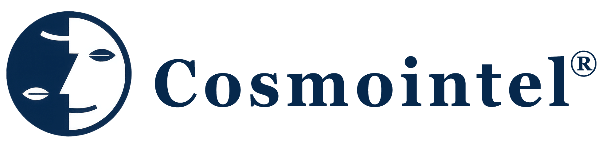 Cosmointel logo: a circular split-face emblem paired with the word Cosmointel in navy text